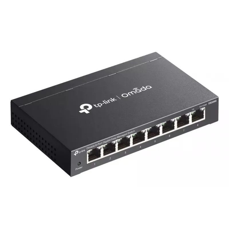 TP-Link Omada ES208G tinklo jungiklis valdomas L2 Gigabit Ethernet (10/100/1000) Juodas