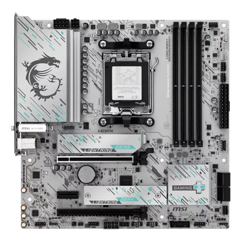 Motininė plokštė MSI B850M GAMING PLUS WIFI – AMD B850, Socket AM5, micro ATX, DDR5, 4x DIMM, 3x M.2, Wi‑Fi 7, 5Gb LAN