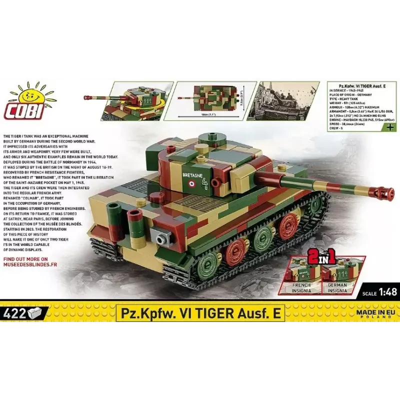 Cobi Pz.Kpfw. VI Tiger Ausf. E 1:35 mastelio plytelių rinkinys – detalus tanko modelis