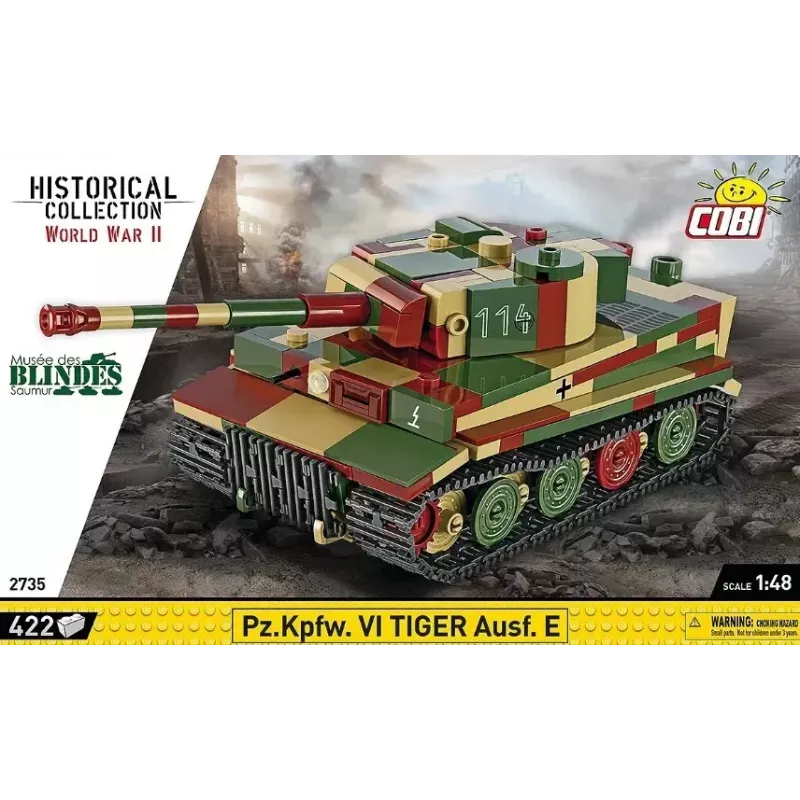 Cobi Pz.Kpfw. VI Tiger Ausf. E 1:35 mastelio plytelių rinkinys – detalus tanko modelis