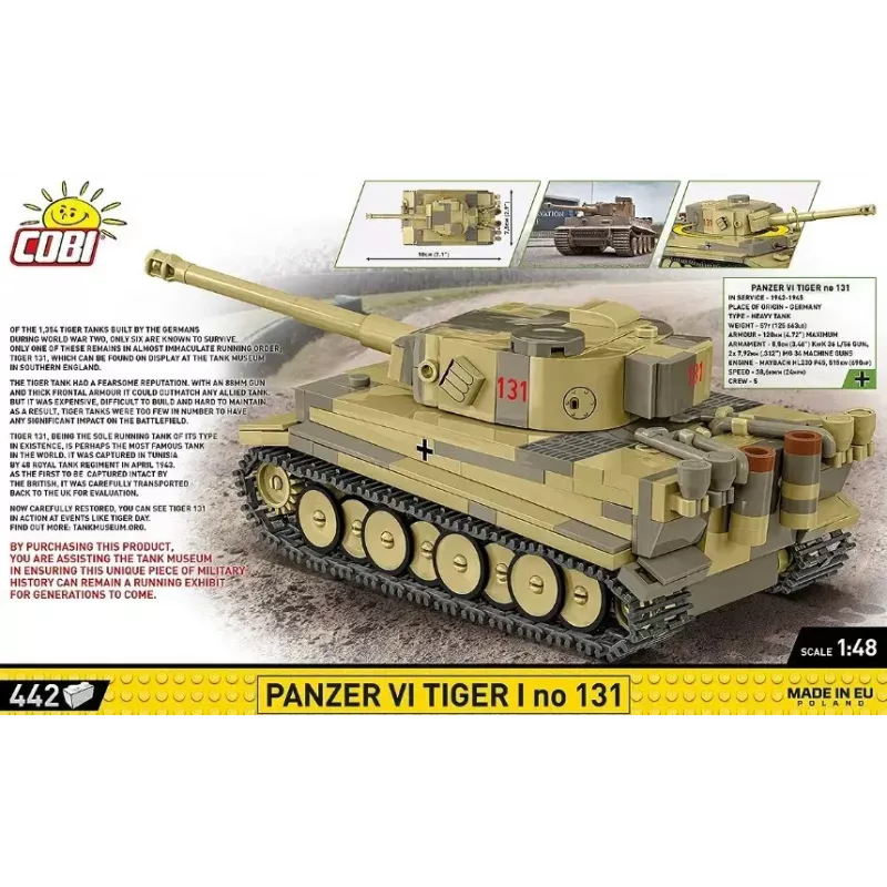 Konstruktorius Cobi Panzer VI Tiger I 442 dalys modelis COIB-2734