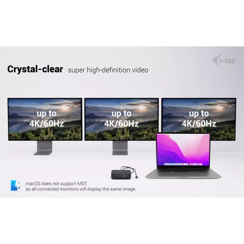 USB-C DisplayPort į dvigubą HDMI adapteris ITEC C31TRIPLEVIDEODPPRO 4K 60Hz, 100W galios tiekimas