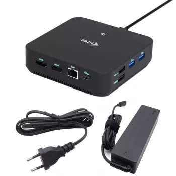 i-tec USB-C DP Dual HDMI dokavimo stotelė su 100 W galios tiekimu ir 100 W įkrovikliu