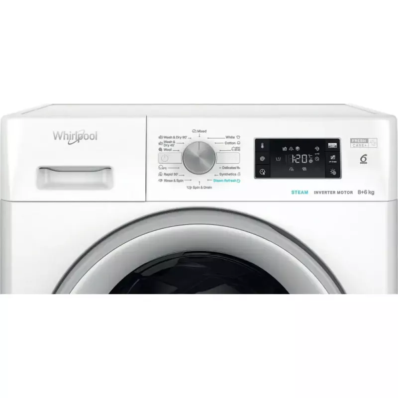 Skalbimo džiovintuvas WHIRLPOOL FFWDB 864489 SV EE priekinis pakrovimas 6 kg 1400 aps./min. baltas