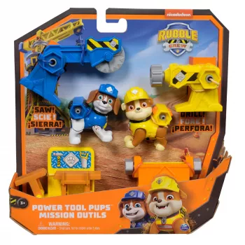Figūrėlių rinkinys Usorteret Rubble & Wheeler Power Tool Pups su 2 įrankiais ir 2 statybiniais aksesuarais, nuo 3 metų