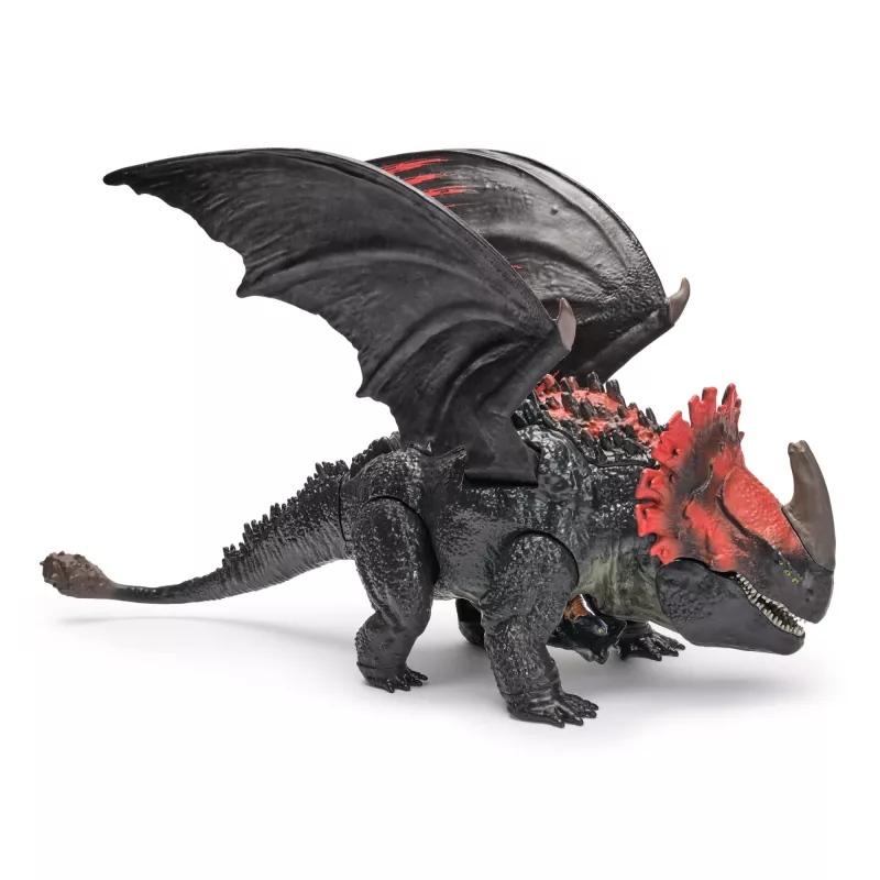 Žaislinis drakonas Spin Master – World of Berk: Red Death kramtantis siautėjimas su išskirtine Toothless figūrėle, 11 colių, nuo 4 metų