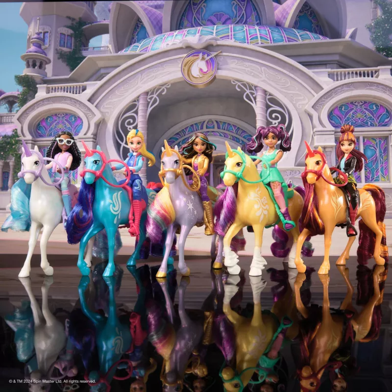 Unicorn Academy, Ava lėlė ir besikeičiančios spalvos Leaf arklidžių žaidimų rinkinys, Velykų dovanų idėja, 15 aksesuarų, lėlės ir vienaragiai mergaitėms nuo 4 metų