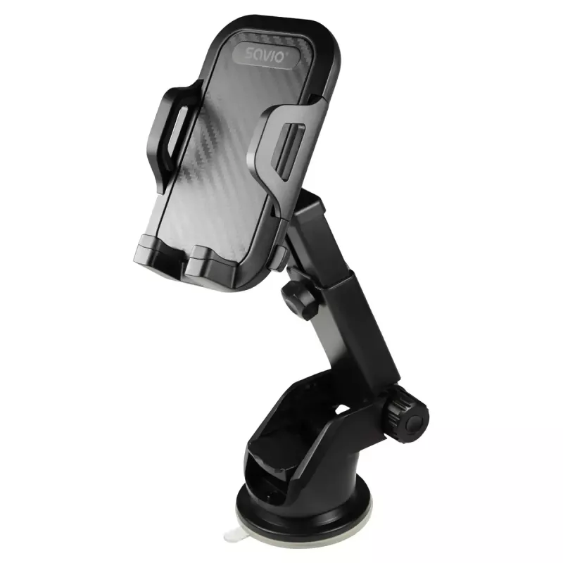 Savio CH-04 automobilinis telefono laikiklis, tvirtinamas prie priekinio stiklo / prietaisų skydelio, juodas