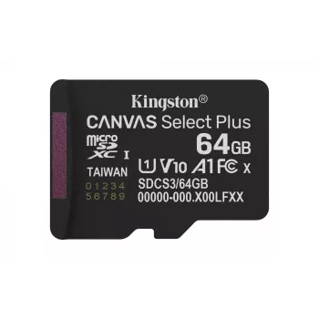 Kingston Technology 64GB microSDXC Canvas Select Plus Gen3 100R A1 Single Pack be adapterio