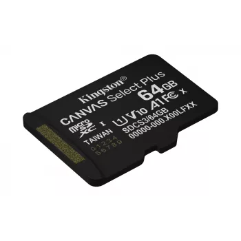 Kingston Technology 64GB microSDXC Canvas Select Plus Gen3 100R A1 Single Pack be adapterio