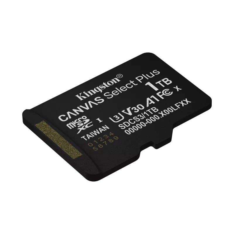 Kingston Canvas Select Plus 1TB microSDXC Gen3 150R A1 be adapterio
