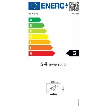 AG Neovo VA4301 skaitmeninės reklamos ekranas, 108 cm (42,5 colio), LED, 350 cd/m², 4K Ultra HD, juodas