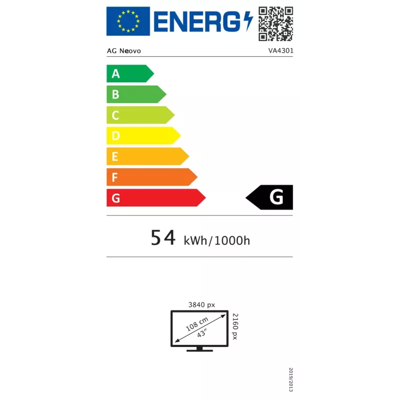AG Neovo VA-4301 informacinis skaitmeninis ekranas 42,5 colio (108 cm) 4K UHD 3840×2160, LED, 350 cd/m², 1200:1, 24/7, 3x HDMI, juodas