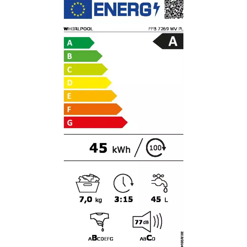 Whirlpool FFB 7269 WV PL skalbyklė priekinio pakrovimo 7 kg 1200 RPM balta