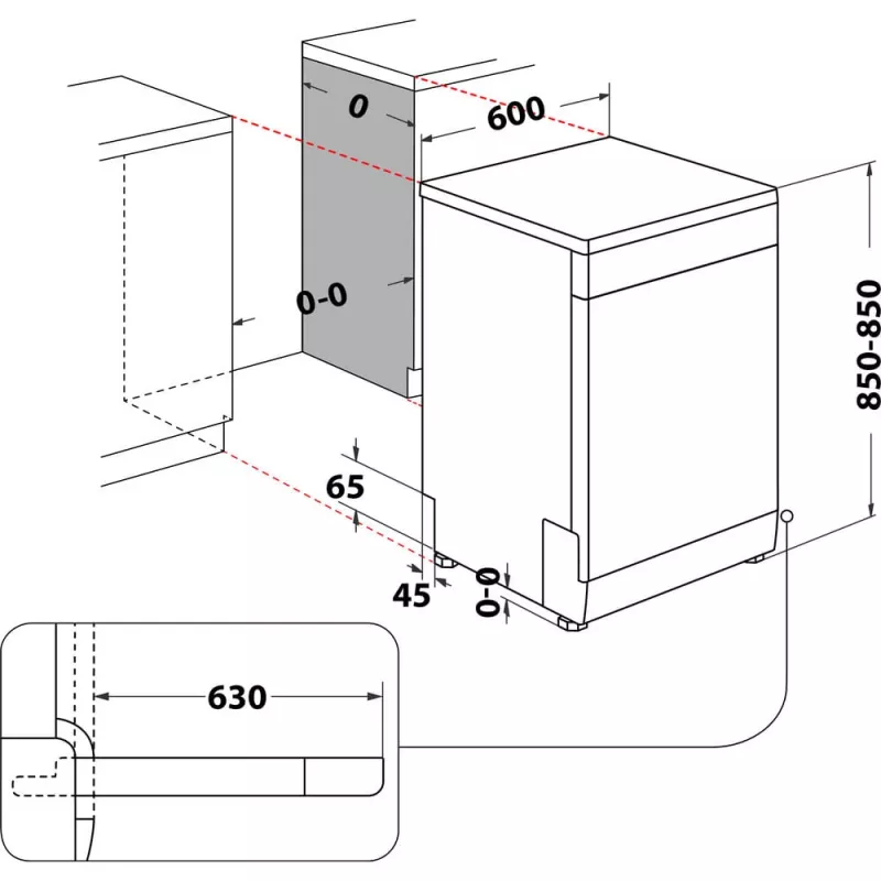 Indaplovė Whirlpool W7F HP33 X laisvai pastatoma 15 stalviečių 43 dB