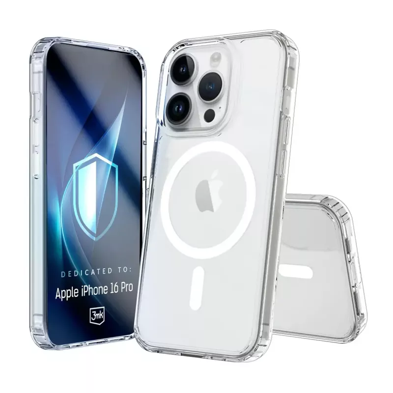 3MK Armor MagCase nugarėlė iPhone 16 Pro telefonui, MagSafe, skaidri, TPU