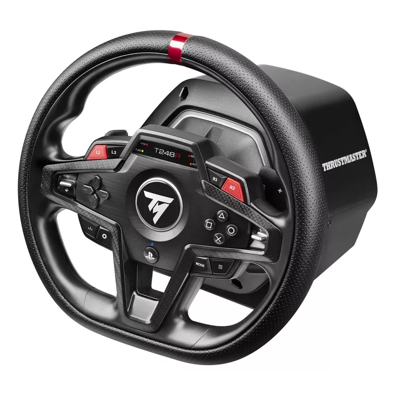 Vairas su pedalais Thrustmaster T248R juodas – USB, hibridinė pavara, jėgos grįžtamasis ryšys, LCD ekranas, odinis vairas