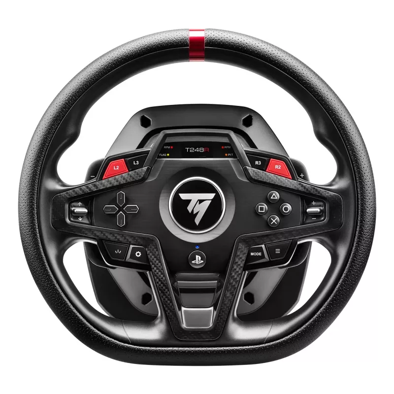 Vairas su pedalais Thrustmaster T248R juodas – USB, hibridinė pavara, jėgos grįžtamasis ryšys, LCD ekranas, odinis vairas