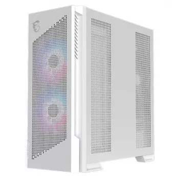 Korpusas MSI MPG VELOX 300R AIRFLOW PZ Midi Tower Baltas — ATX/EATX/MicroATX/Mini-ITX, 1×3.5 colio, 4×2.5 colio, 2×USB 3.2 Gen1, šoninis langas