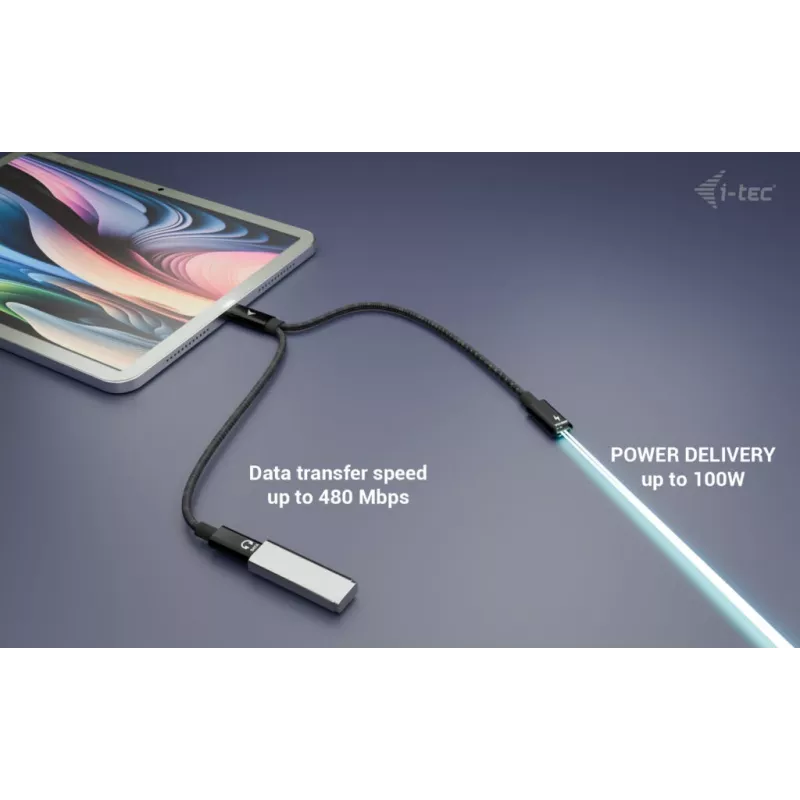 i-tec USB-C skirstytuvas garsui/duomenims + Power Delivery 100W