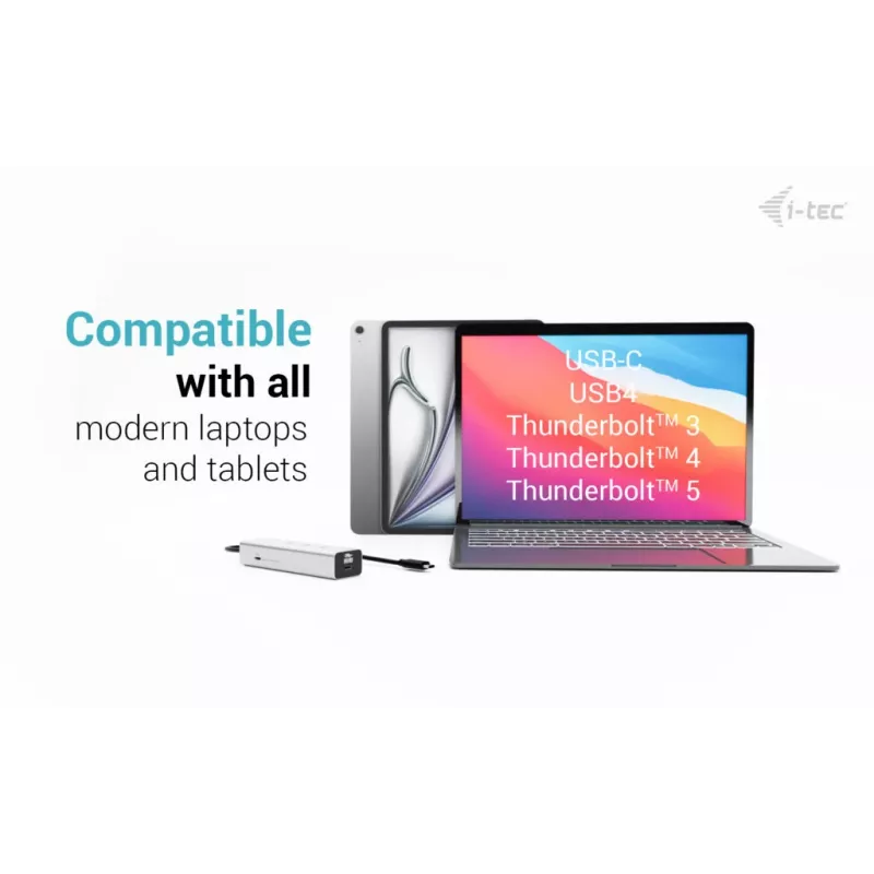 i-tec Metal USB-C įkrovimo stotelė 5 prievadai su USB-C vaizdo 8K + Power Delivery 85W