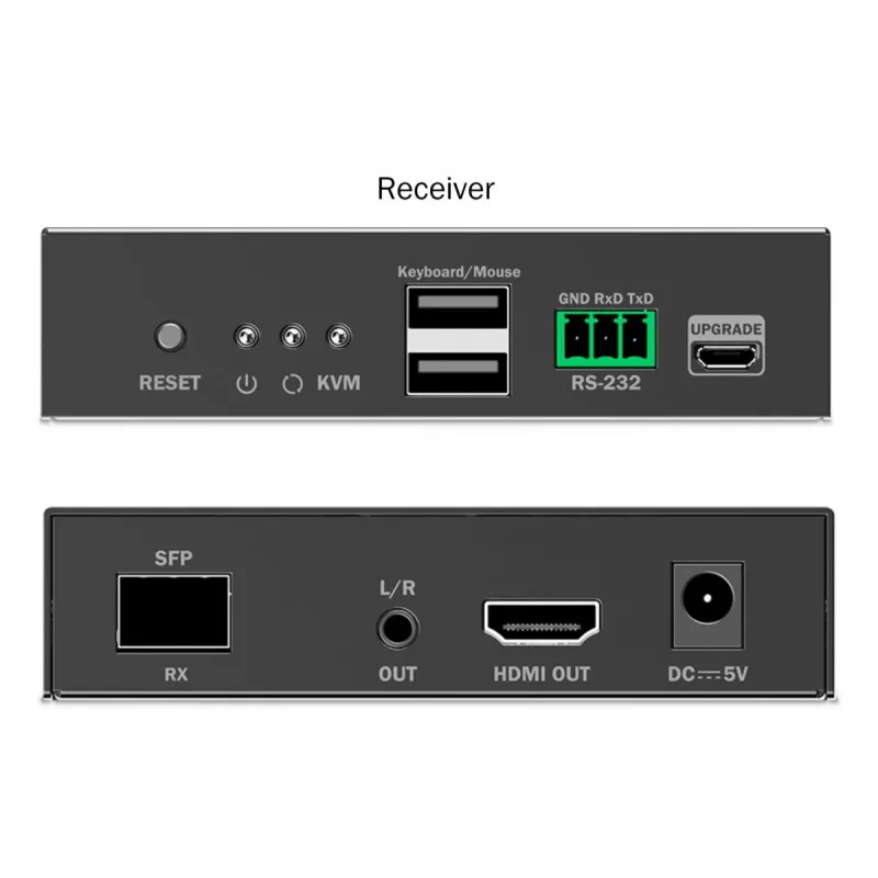 DIGITUS DS-55348 HDMI šviesolaidinio KVM IP ilgintuvo komplektas, 4K/60 Hz, 40 km/300 m, IP 1G, juodas