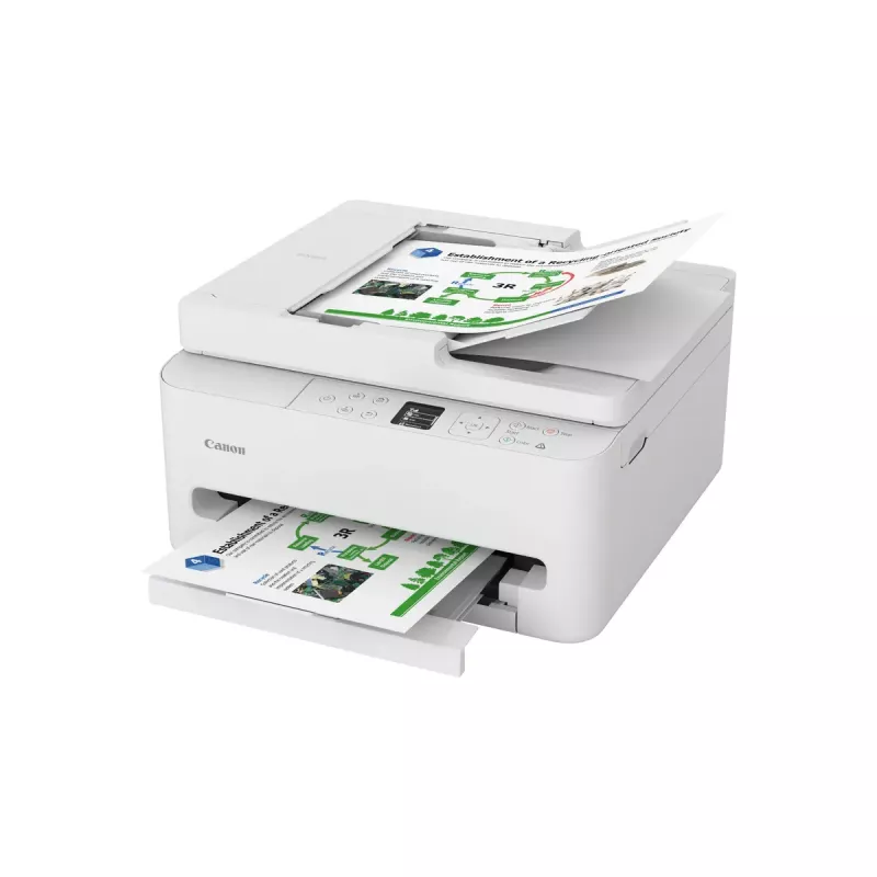Daugiafunkcis rašalinis spausdintuvas Canon PIXMA TS7550i – A4, 1200×1200 DPI, Wi‑Fi, spalvotas skenavimas/kopijavimas, dvipusė spauda (baltas)