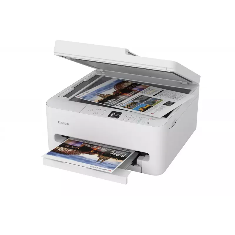 Daugiafunkcis rašalinis spausdintuvas Canon PIXMA TS7550i – A4, 1200×1200 DPI, Wi‑Fi, spalvotas skenavimas/kopijavimas, dvipusė spauda (baltas)
