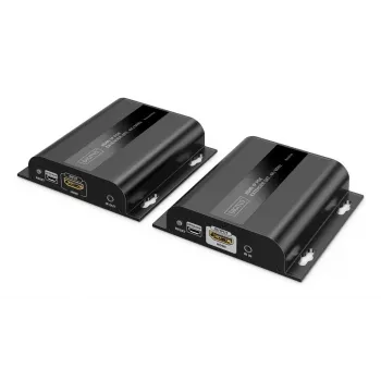DIGITUS HDMI IP Extender rinkinys – 4K/60Hz 120/200 m, PoE, Vienas prie Daugelio, CAT, Juodas
