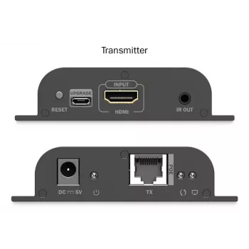 DIGITUS HDMI IP Extender rinkinys – 4K/60Hz 120/200 m, PoE, Vienas prie Daugelio, CAT, Juodas