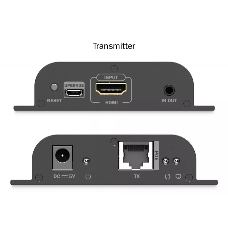 DIGITUS HDMI IP Extender rinkinys – 4K/60Hz 120/200 m, PoE, Vienas prie Daugelio, CAT, Juodas