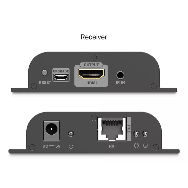 DIGITUS HDMI IP Extender rinkinys – 4K/60Hz 120/200 m, PoE, Vienas prie Daugelio, CAT, Juodas
