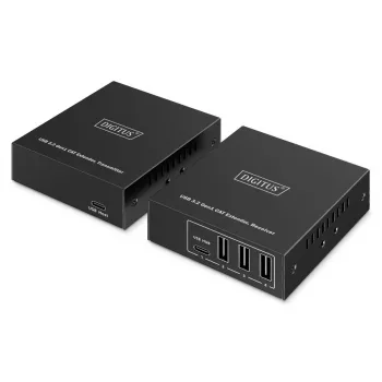DIGITUS DA-73121 USB 3.2 Gen1 CAT ilgintuvas – 5 Gbps, 4 prievadai (3× USB-A, 1× USB-C), 100 m, DC maitinimas