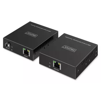 DIGITUS DA-73121 USB 3.2 Gen1 CAT ilgintuvas – 5 Gbps, 4 prievadai (3× USB-A, 1× USB-C), 100 m, DC maitinimas