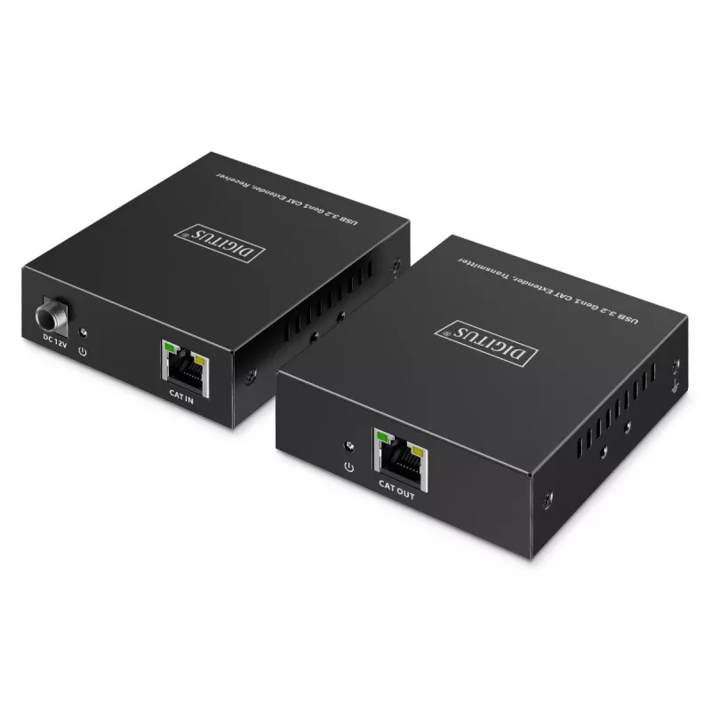 DIGITUS DA-73121 USB 3.2 Gen1 CAT ilgintuvas – 5 Gbps, 4 prievadai (3× USB-A, 1× USB-C), 100 m, DC maitinimas