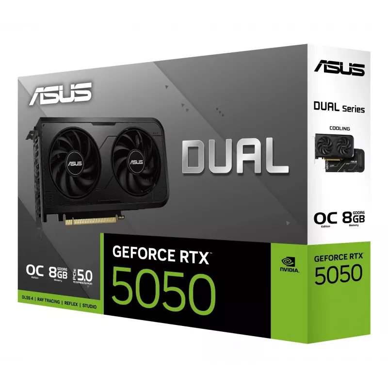 Vaizdo plokštė ASUS GeForce RTX 5050, 8 GB GDDR6, PCIe 5.0, 2560 CUDA branduoliai, 128 bitų atminties magistralė