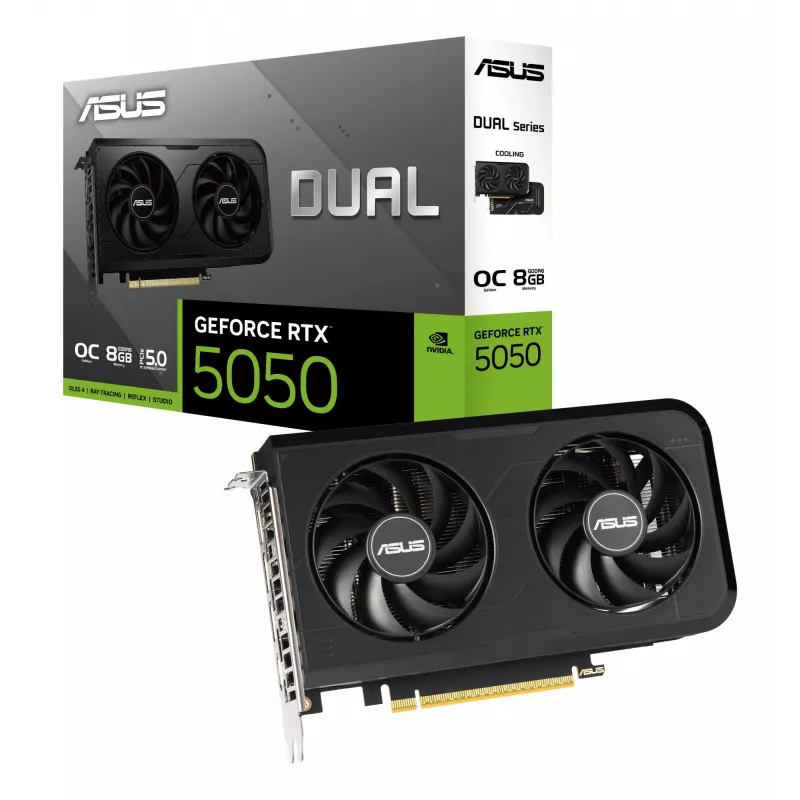 Vaizdo plokštė ASUS GeForce RTX 5050, 8 GB GDDR6, PCIe 5.0, 2560 CUDA branduoliai, 128 bitų atminties magistralė