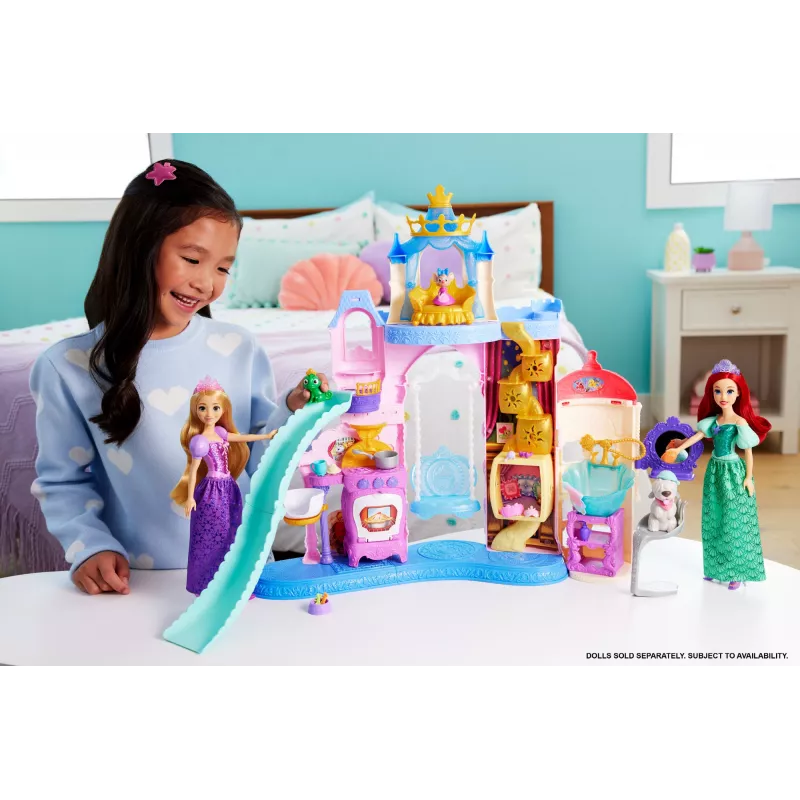 Disney Princess Gyvūnų rūmų žaidimų rinkinys su 7 žaidimo zonomis, 3 gyvūnų draugais ir 20+ baldų bei aksesuarų