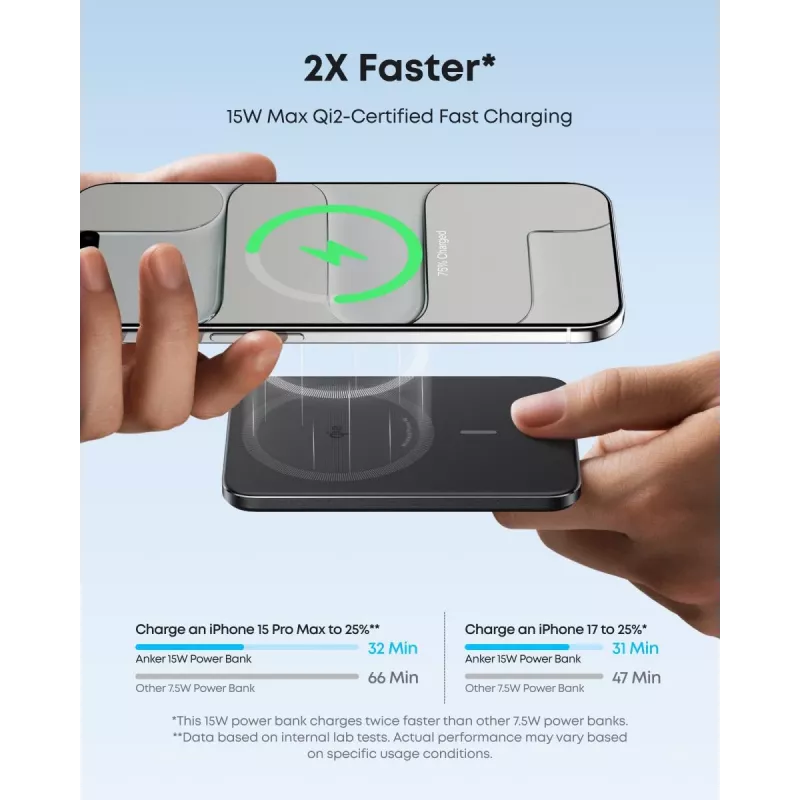 ANKER Nano MagGo A1665H11 belaidis magnetinis power bank 5000 mAh 15 W juodas