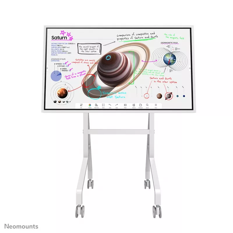 Neomounts FL50-515WH1 vežimėlis Samsung Flip 55–65 colių ekranams, sukamas, reguliuojamo aukščio, baltas