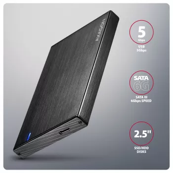 AXAGON EE25-XA6C Aliumininis USB-C 5Gbps – SATA 6G išorinis dėklas 2,5 colio SSD/HDD