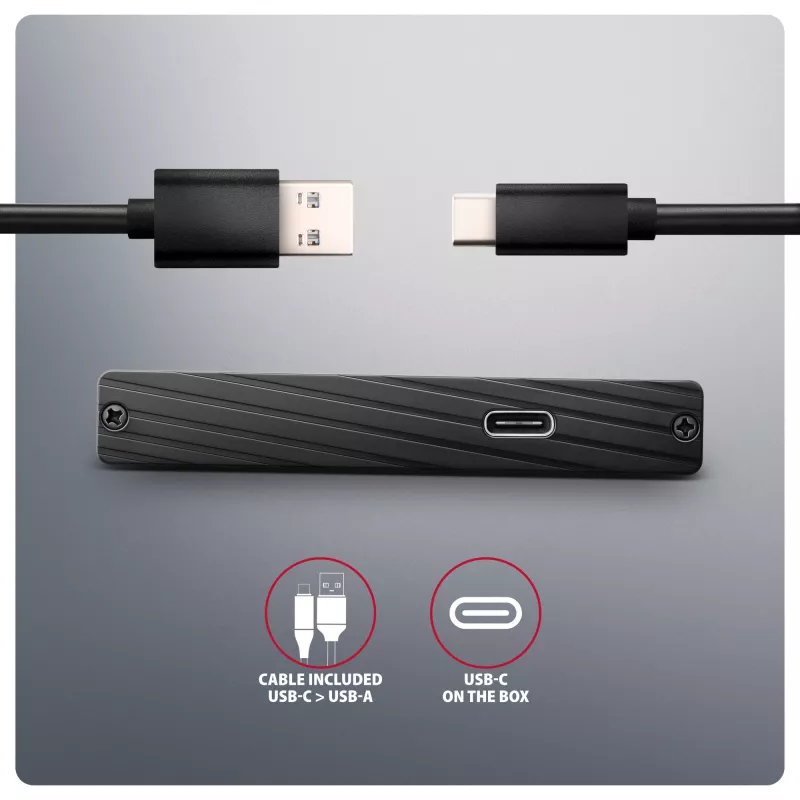AXAGON EE25-XA6C Aliumininis USB-C 5Gbps – SATA 6G išorinis dėklas 2,5 colio SSD/HDD