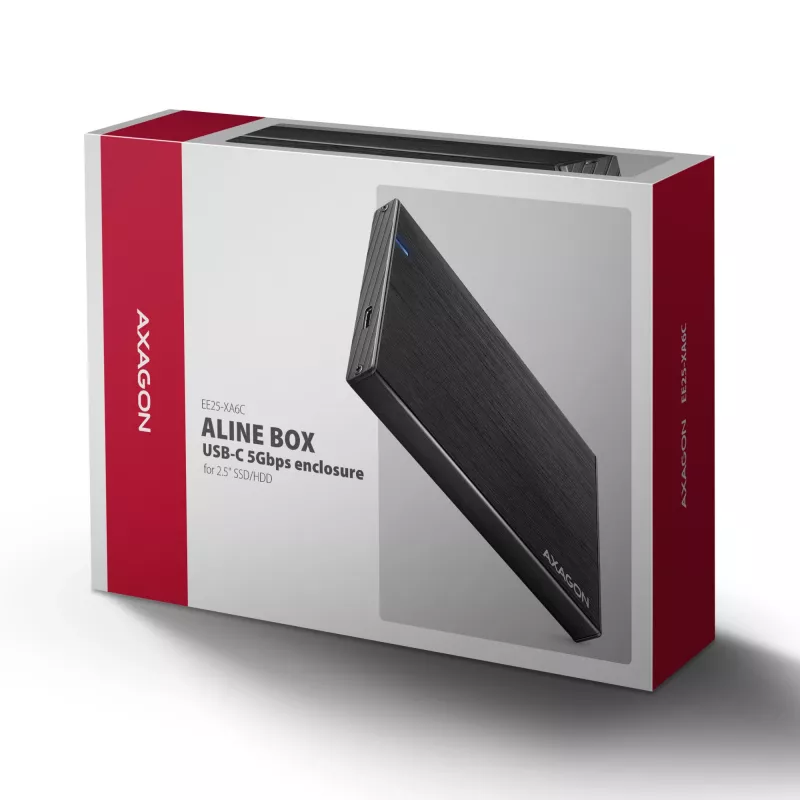AXAGON EE25-XA6C Aliumininis USB-C 5Gbps – SATA 6G išorinis dėklas 2,5 colio SSD/HDD