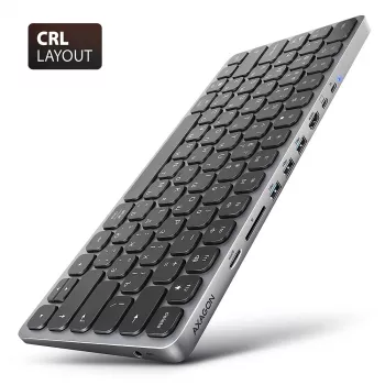 AXAGON HMC-KB-CRL USB 5Gbps stotelė su klaviatūra, HDMI 4K/60Hz, 3x USB-A, SD/mSD, garsas, PD100, rusiškas išdėstymas