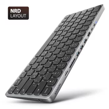 Axagon HMC-KB-NRD, USB 5Gbps centrinė stotelė su klaviatūra, HDMI 4K/60Hz, 3x USB-A, SD/mSD, garsas, PD100, Nordijos išdėstymas