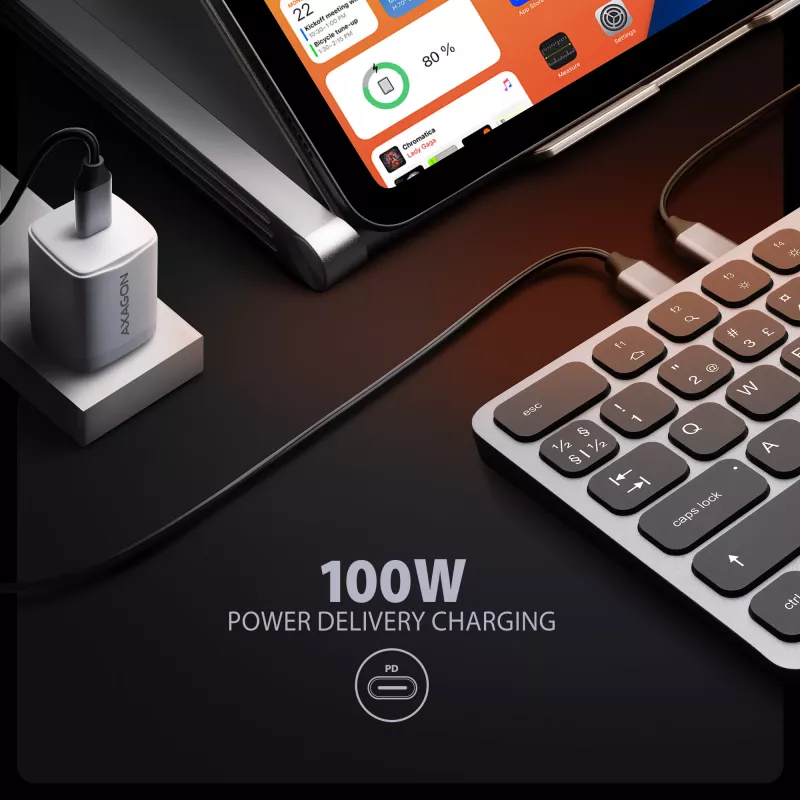 Axagon HMC-KB-NRD, USB 5Gbps centrinė stotelė su klaviatūra, HDMI 4K/60Hz, 3x USB-A, SD/mSD, garsas, PD100, Nordijos išdėstymas