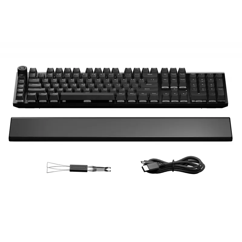 Mechaninė žaidimų klaviatūra be quiet! Light Mount Silent Tactile USB QWERTY JAV anglų, RGB, pilno dydžio, USB Type-A į Type-C laidas
