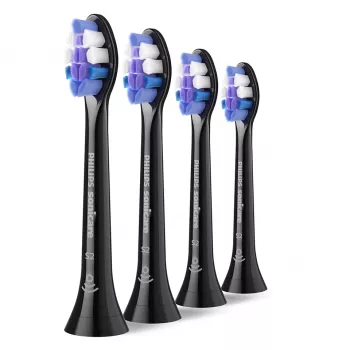 Philips HX6054/88 šepetėlių galvutės dantų šepetėliui – 4 vnt., itin minkšti šereliai, juodos spalvos