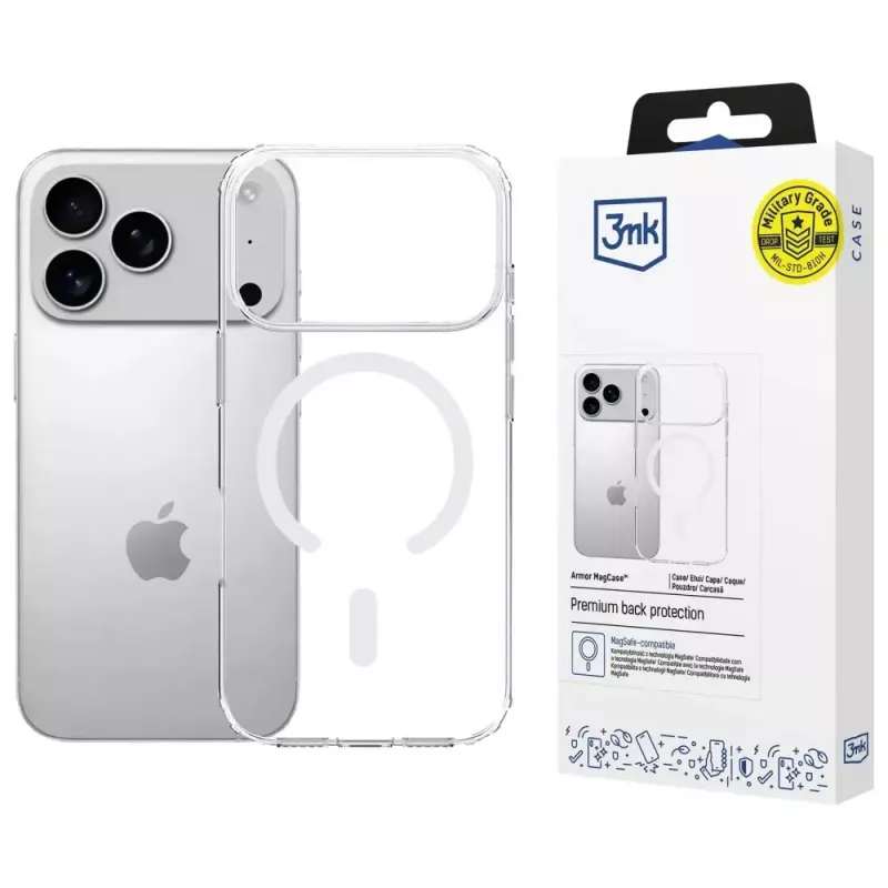 3MK Armor MagCase apsauginis dėklas Apple iPhone 17 Pro, magnetinis, permatomas/rūkytas