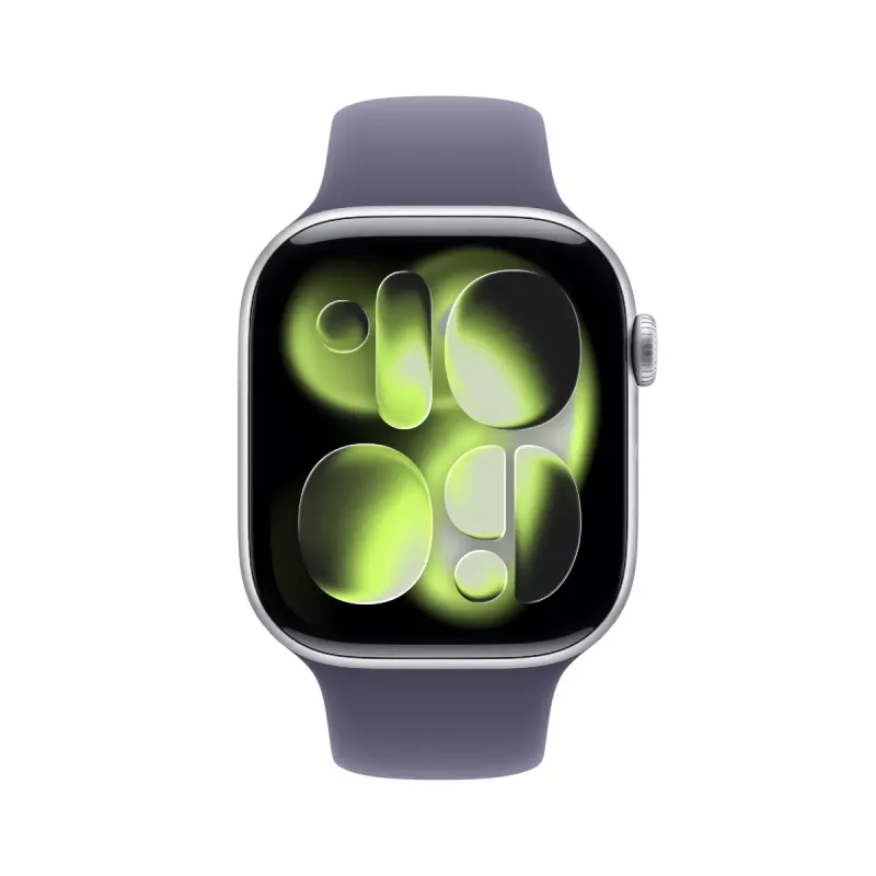 Išmanusis laikrodis Apple Watch Series 11 GPS 46mm sidabrinis aliumininis korpusas, Purple Fog sportinė juosta S/M